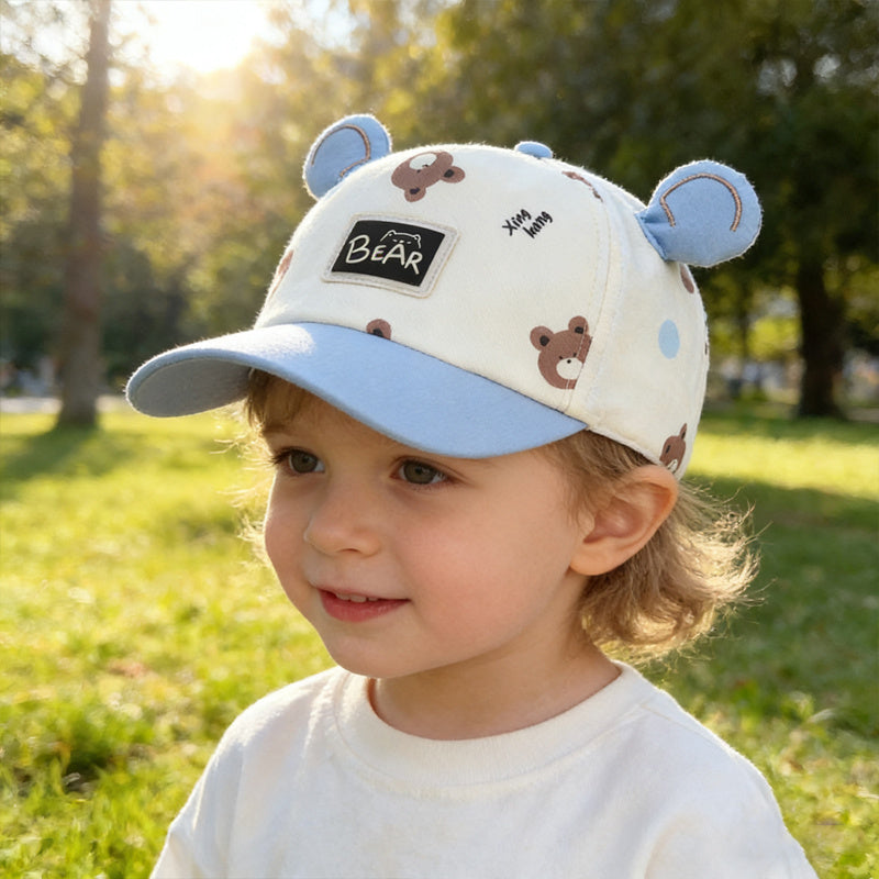 Bear Ear Baby Baseball Cap – Adjustable Cap with Lightweight Fabric for Ages 1-6