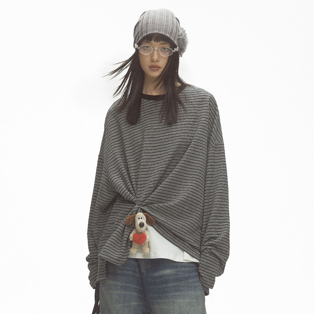 Unisex Striped Loose Knit Sweater for Spring & Autumn