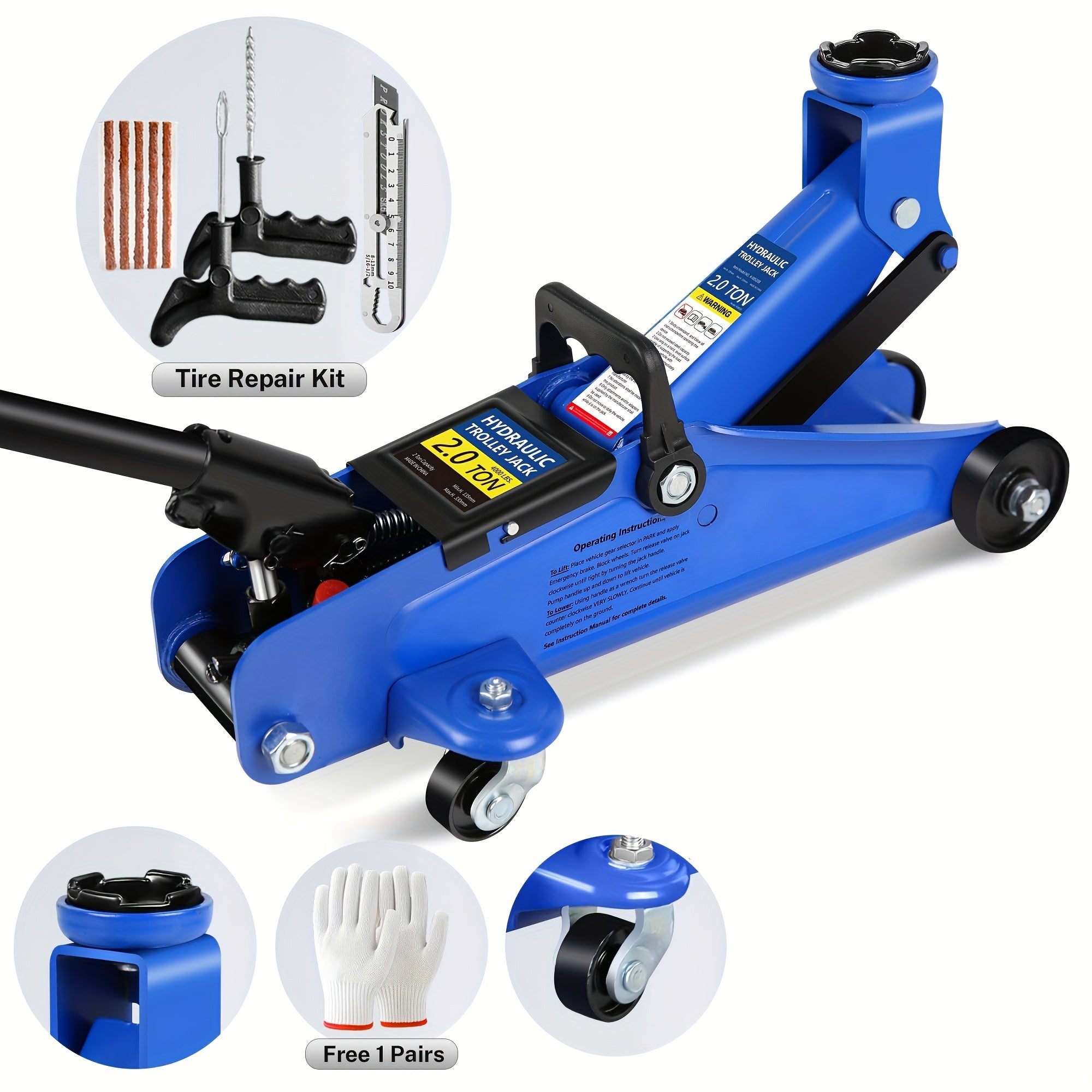 Hydraulic Trolley Floor Jack – Low Profile Steel Jack with Optional 2‑3.5 Ton Capacity and 2 Ratchet 3‑Ton Jack Stands