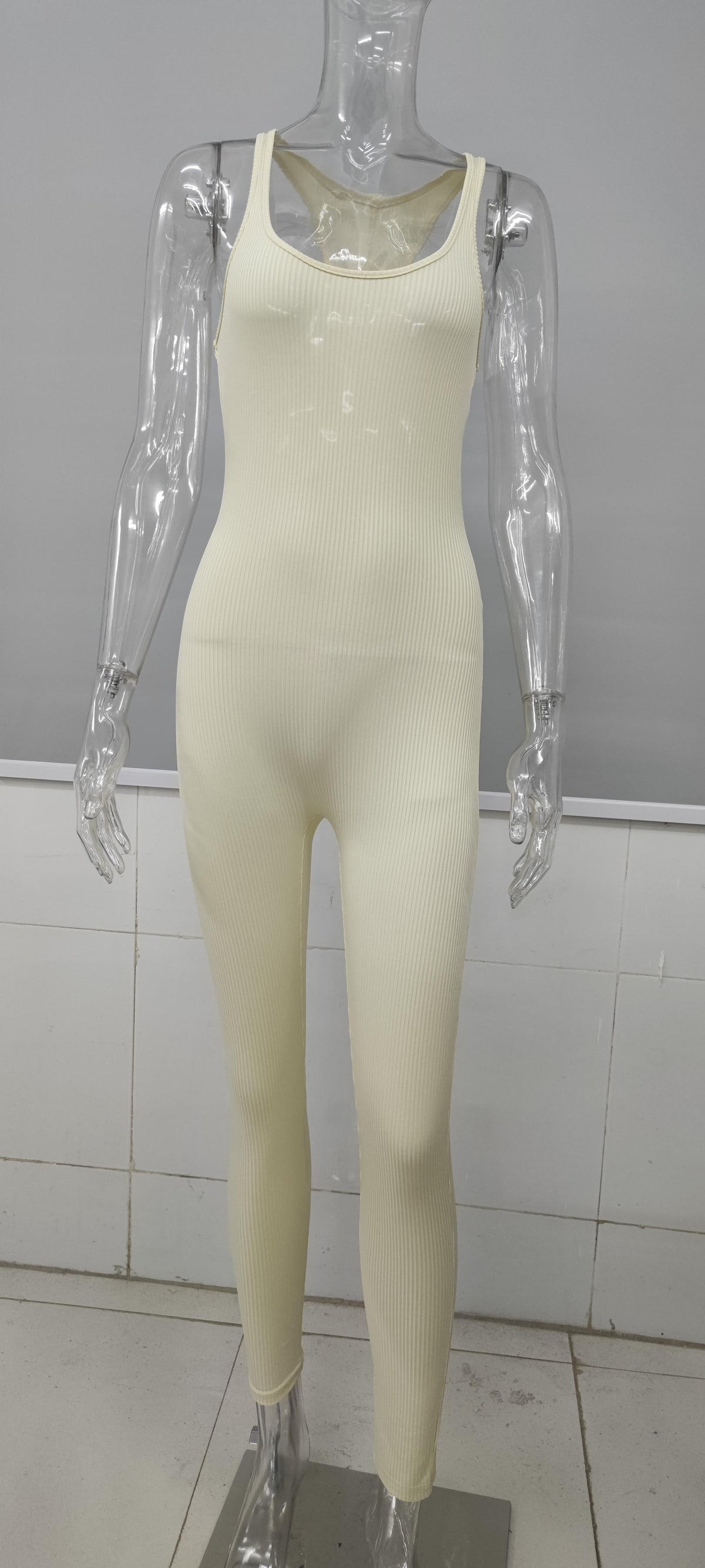 Sleeveless Backless Waist-Trimming Jumpsuit