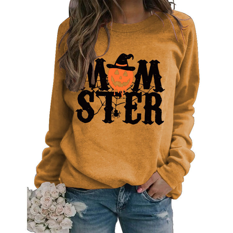 MOM STER Cute Graphic Long Sleeve Pullover Sweatshirt