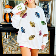 Women's Sequin Embroidery Rugby Round Neck Sweatshirt