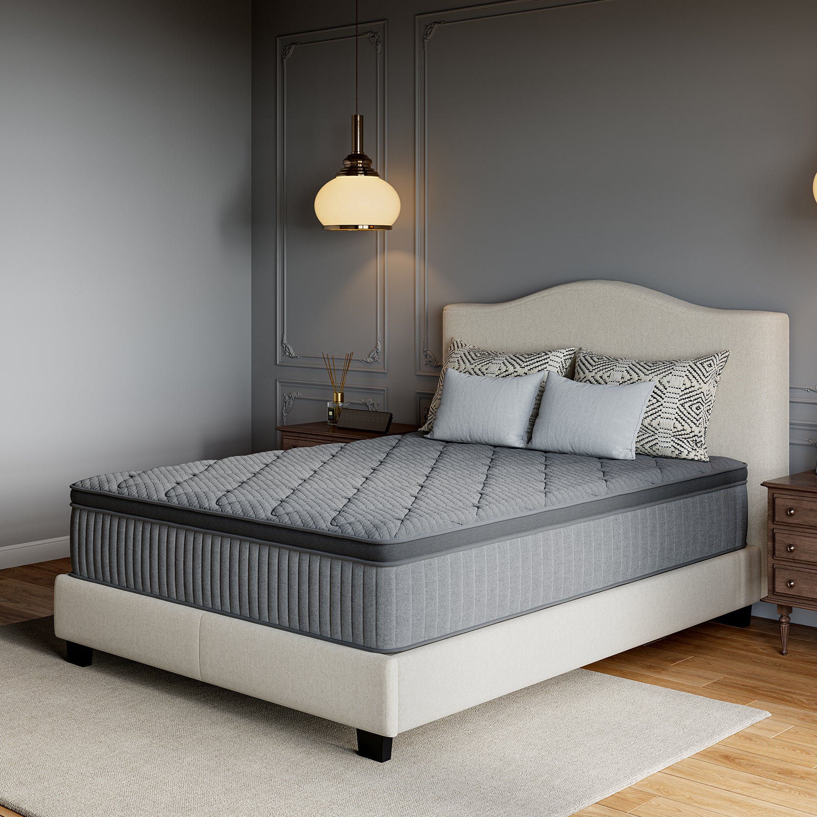 Avenco 6/8/10/12/14 inch Cooling Gel-Infused Memory Foam Mattress, Pocket Spring Hybrid Mattress,SmartS Coil, Pillow Top Design And Motion Isolation