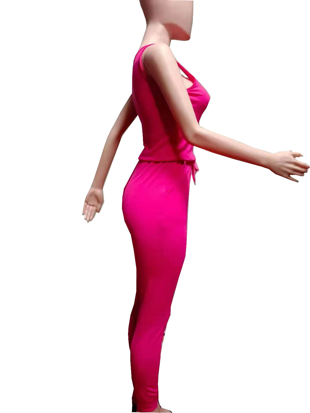 Solid Color Fashion Tight Belt Pocket Vest Jumpsuit