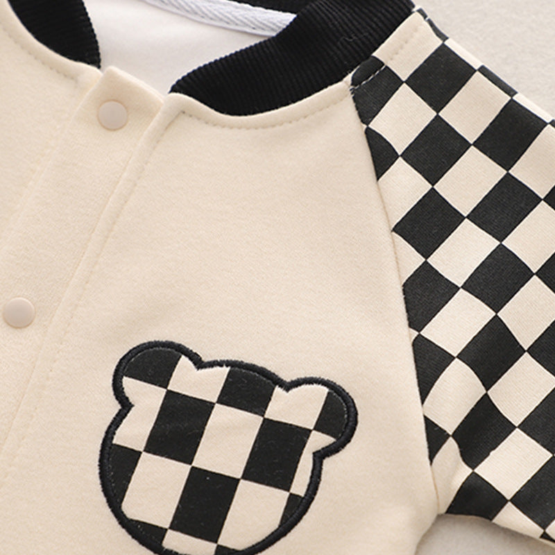 Cute Cartoon Print Long-Sleeve Baby Jumpsuit