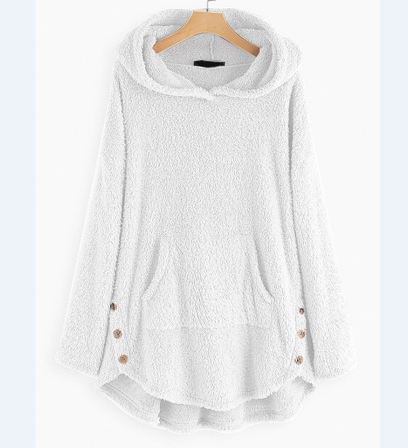 Women's Double-Sided Fleece Hooded Pullover Sweater