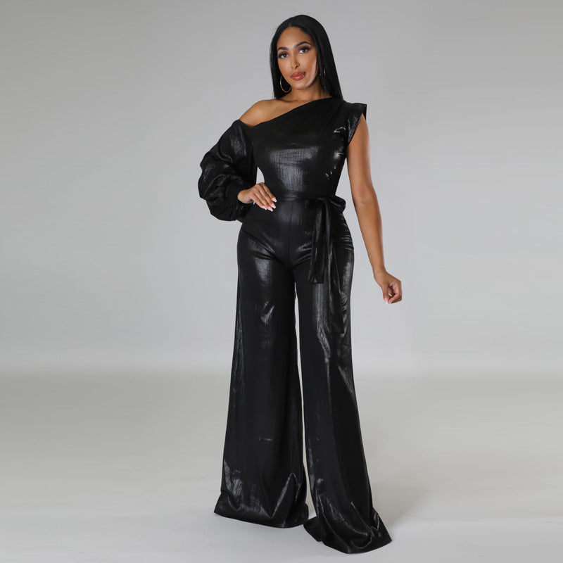 Chic Bell-Sleeve Wide-Leg Evening Jumpsuit