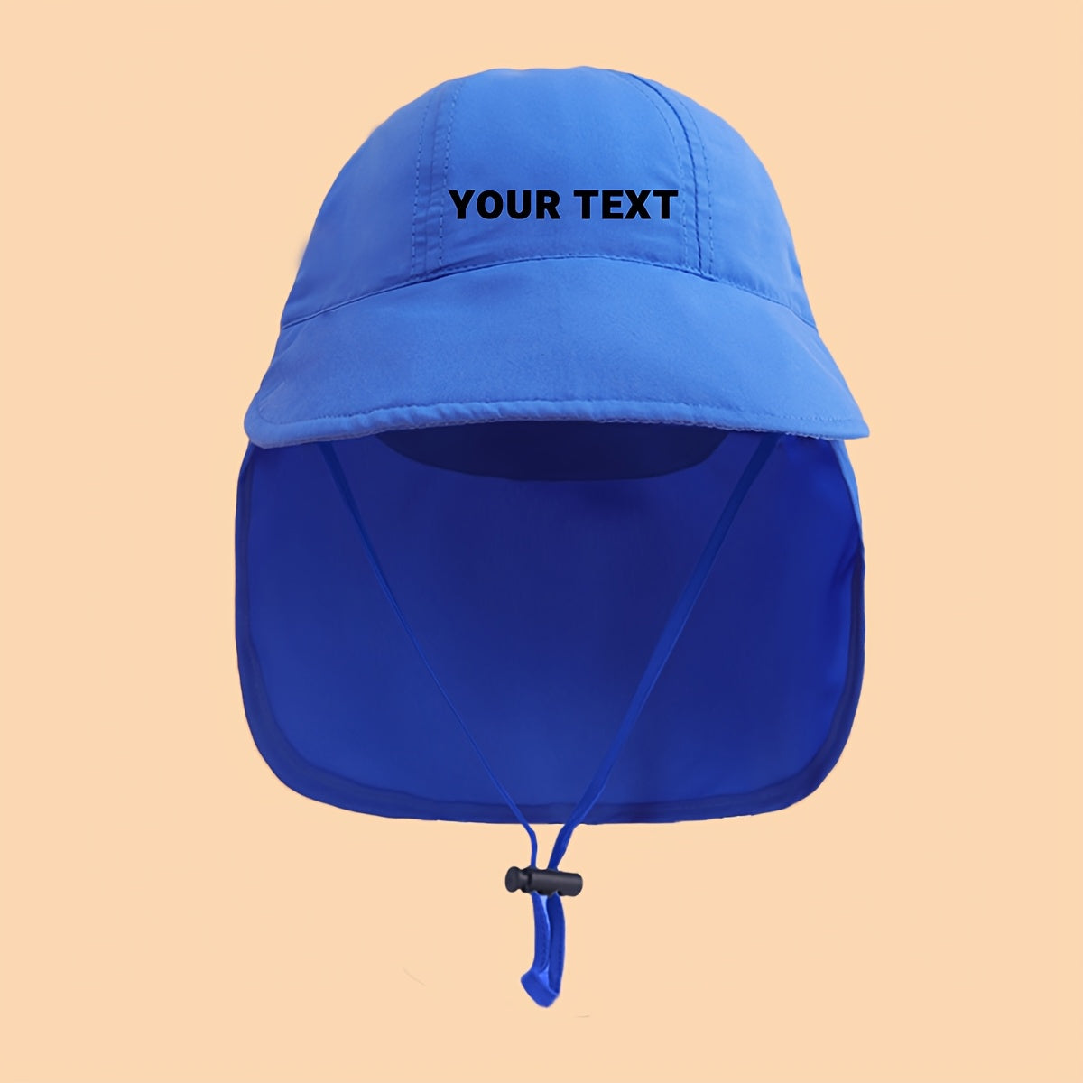 Kids Custom Bucket Hat with Neck Flap, Personalized Name/Date/Inspirational Word, Wide Brim, Adjustable Strap, 5-11 Years