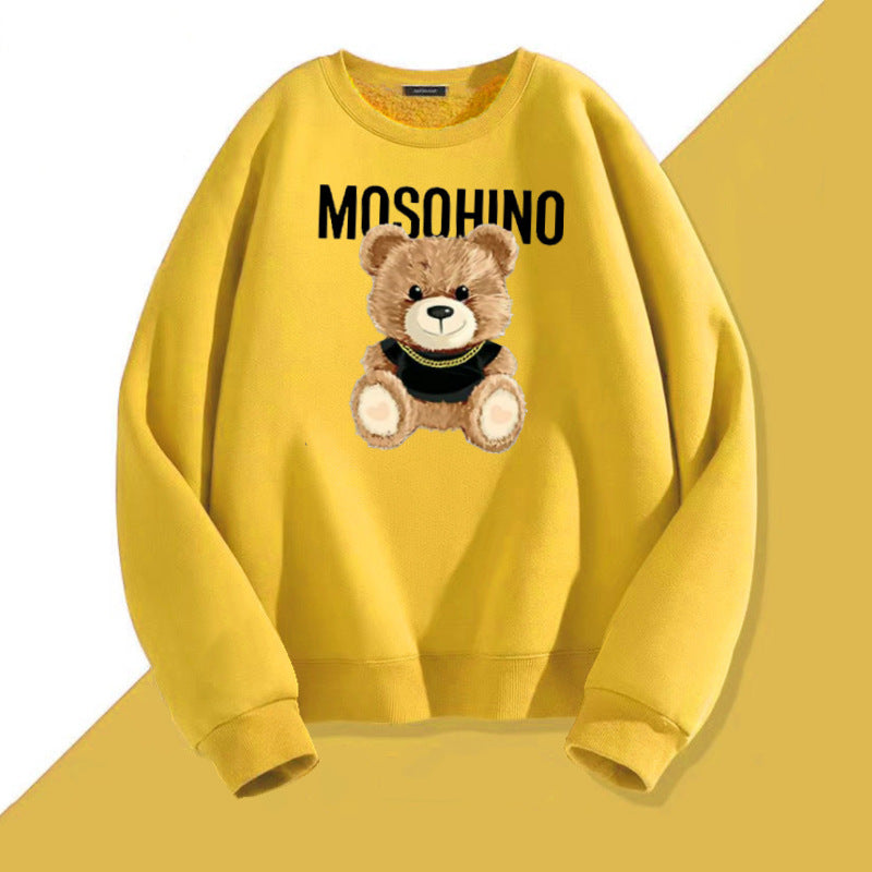 Cute Bear Print Couple Hoodie Matching Sweatshirt