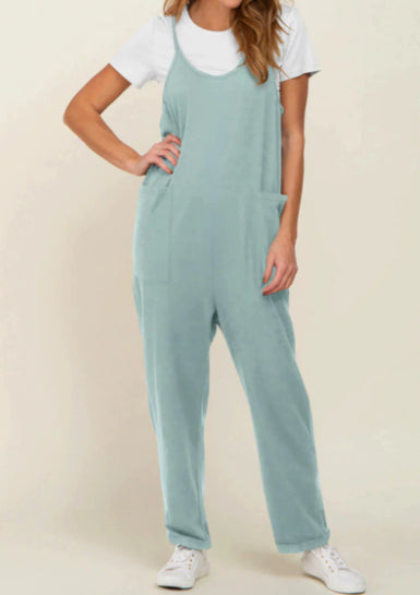 Women's Adjustable Pocket Wide-Leg Jumpsuit