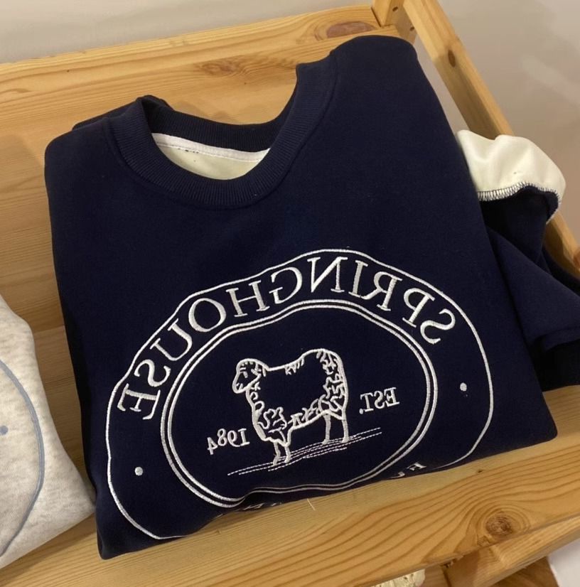 Cozy Embroidered Fleece Pullover Sweatshirt