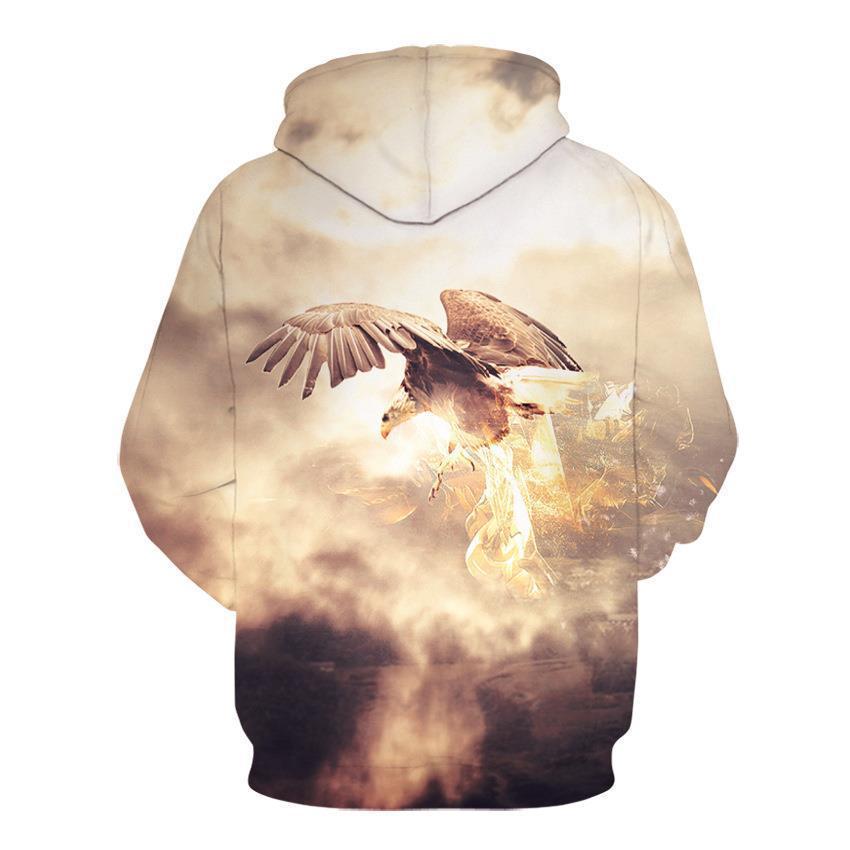 Women's 3D Print Hooded Pocket Pullover Sweatshirt