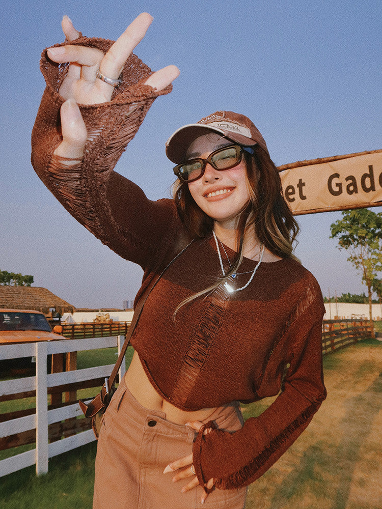 Vintage Hollow Long Sleeve Pullover Blouse