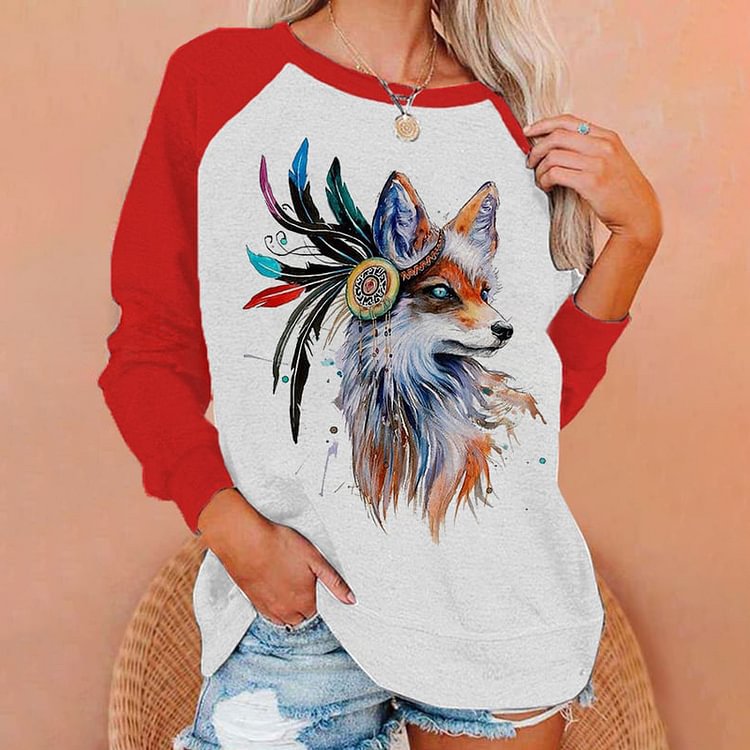 Cute Cartoon Cat Print Long Sleeve Crew Neck Sweatshirt