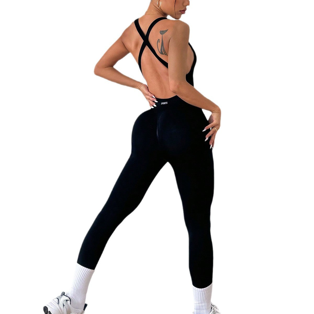 Cross-Strap Quick-Drying Yoga Jumpsuit