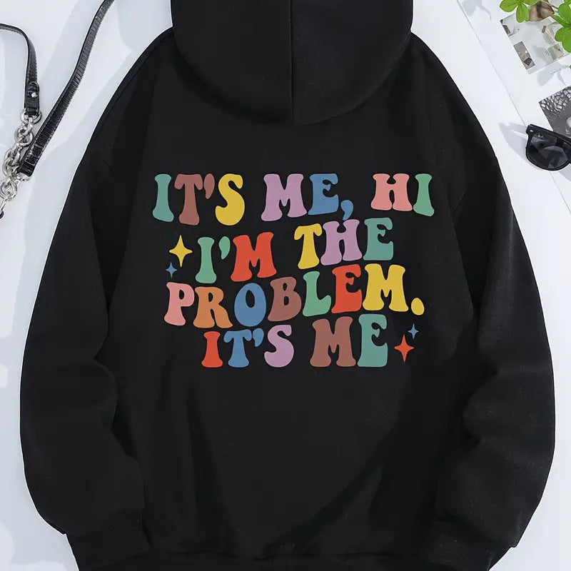 It's Me Letter Print Casual Pocket Pullover Hoodie