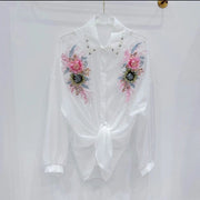 Heavy-duty 3D Floral Loose-fitting Top For Women