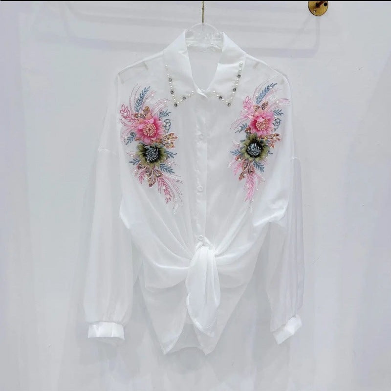 Heavy-duty 3D Floral Loose-fitting Top For Women
