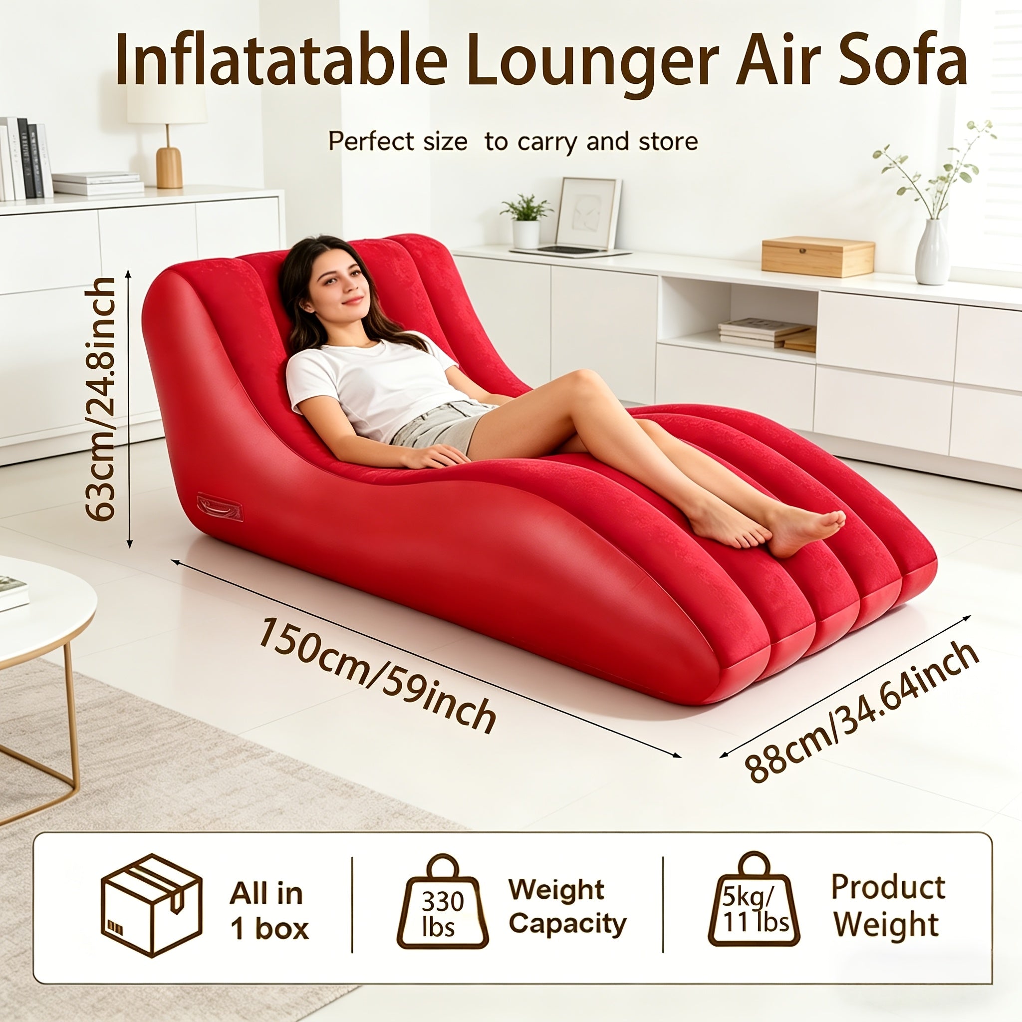 Portable Air Sofa Chair with Quick Inflation/Deflation, Lightweight Lazy Seating for Indoor and Outdoor Use