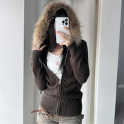Retro Slim-Fit Twist Zipper Cardigan Sweater