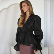 Womens Versatile Ruffled Blouse For Commuting