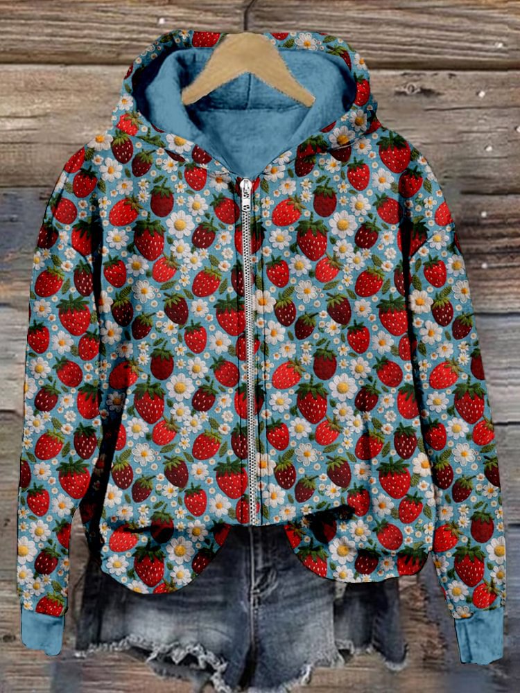 Digital Print Zipper Hooded Sweatshirt