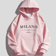 Fleece-Lined Solid Loose Hoodie for Women