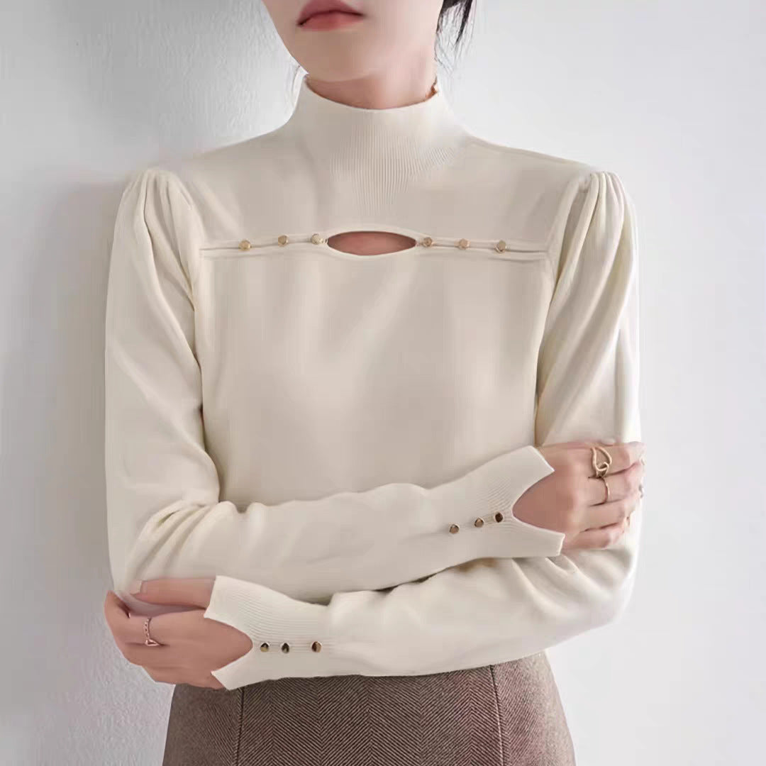 New Design Sense Niche Knitted Inner Match Bottoming Shirt Hollow-out Top for Women