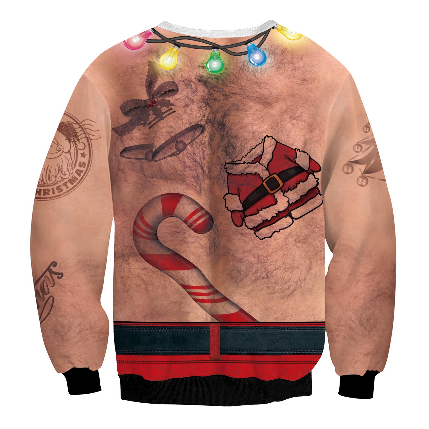 Festive Santa Print Long Sleeve Christmas Sweatshirt Dress