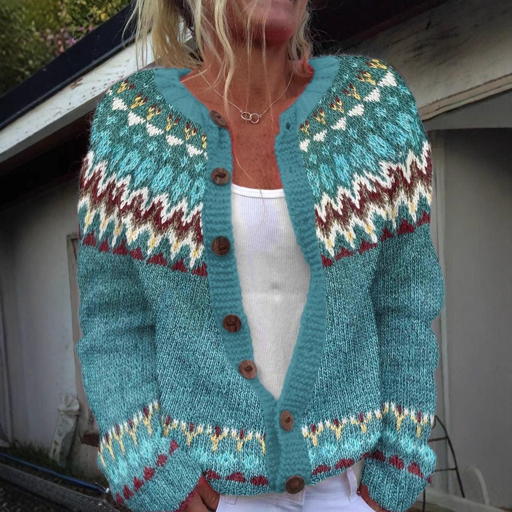 Cardigan Color-blocked Loose-fitting Fashionable Knitwear