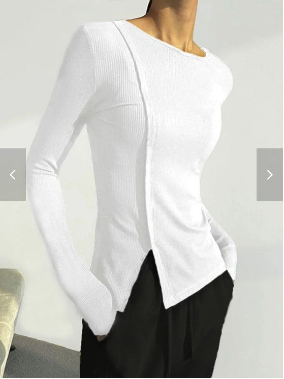 Women's Stylish Split Hem Tight Autumn Sweater