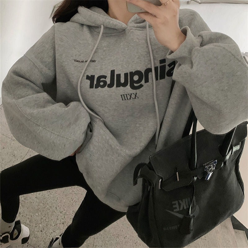 Women's Cozy Loose Fit Hooded Sweatshirt Coat