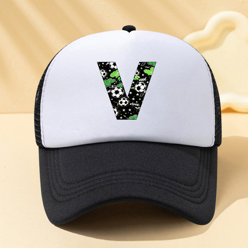Football Letter Mesh Trucker Cap for Kids in Summer Colors