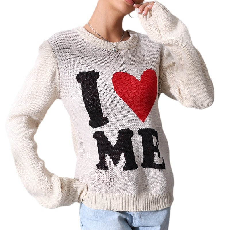 European and American Leisure Love Sweater Loose and Lazy Style