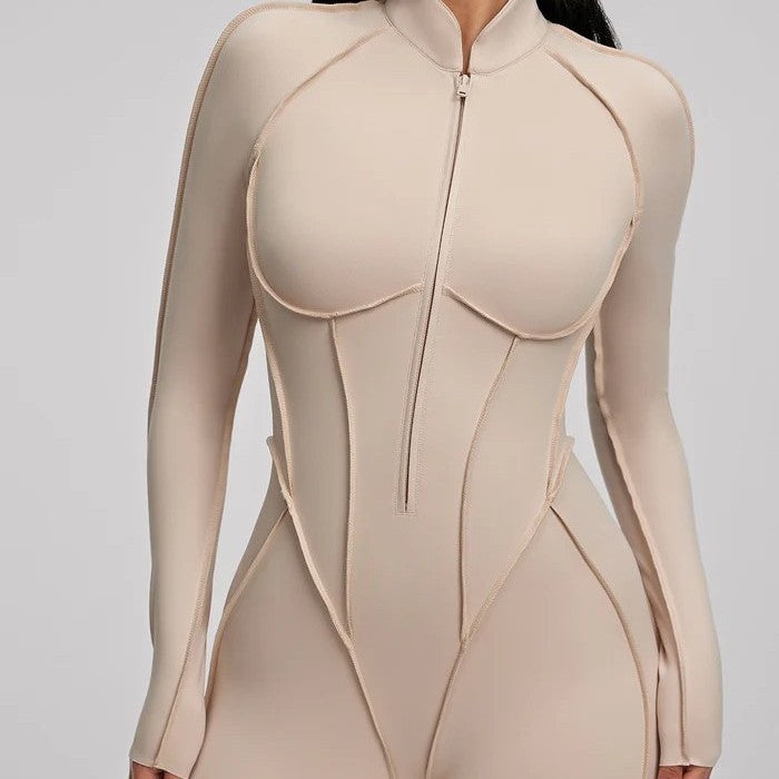 Women's Long Sleeve Zip Slim-Fit Jumpsuit