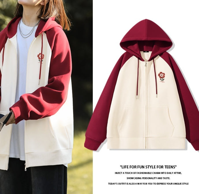 Cozy Fleece-Lined Colorblock Casual Women's Cardigan