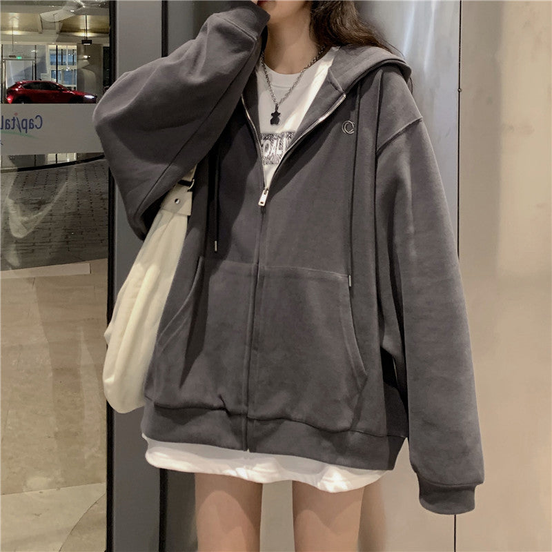 Casual Loose Fit Petite Hoodie Coat for Autumn