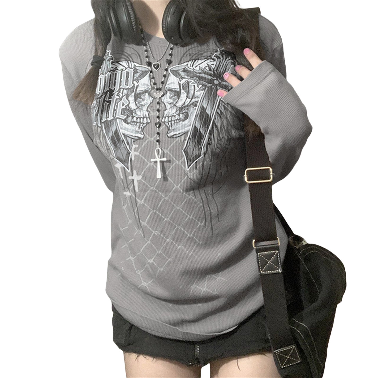 Women's Casual Halloween Skull Print Pullover Sweatshirt