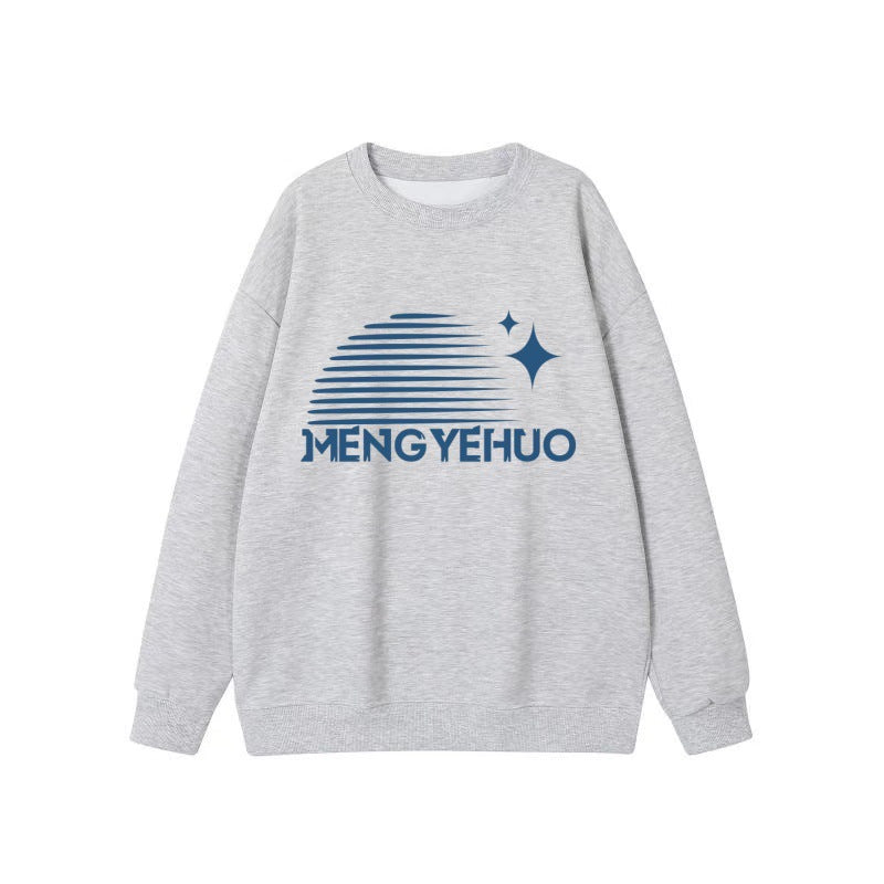 Retro Graphic Print Casual Cotton Pullover Sweatshirt