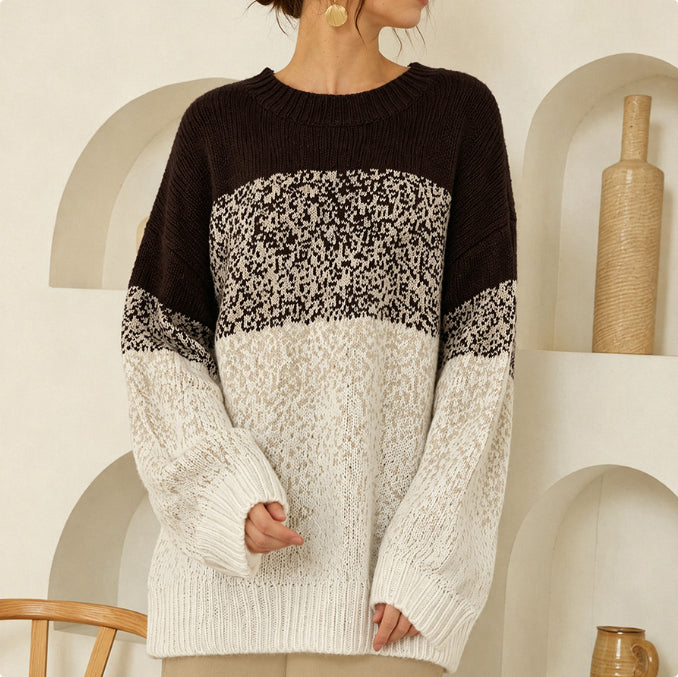 Loose-fitting Figure-flattering Pullover Long-sleeve Knit Sweater