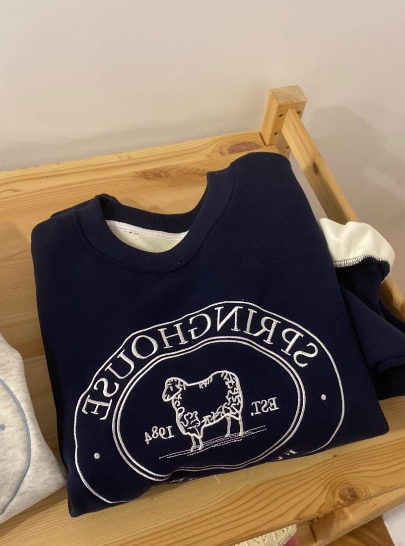 Cozy Embroidered Fleece Pullover Sweatshirt