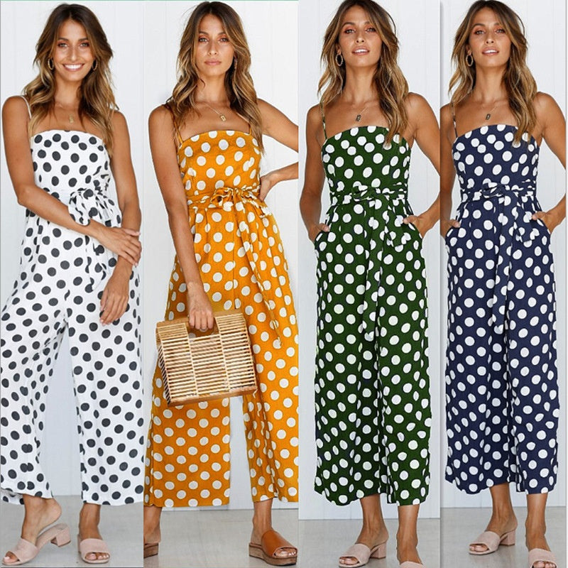 Elegant Polka Dot Wide-Leg Jumpsuit for Women