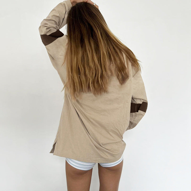 Cute College Style Digital Print Loose Sweatshirt