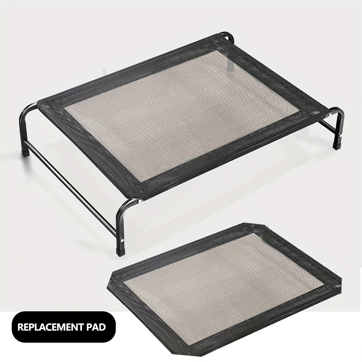 1Pc Heavy-Duty Replacement Bed Mattress Pad For Dogs - Elevated Raised Pet Bed, Cooling & Moisture-Wicking, Compatible With All Dog Sizes (Small To Large Breeds), Easy-Clean Black Cover, Recycl