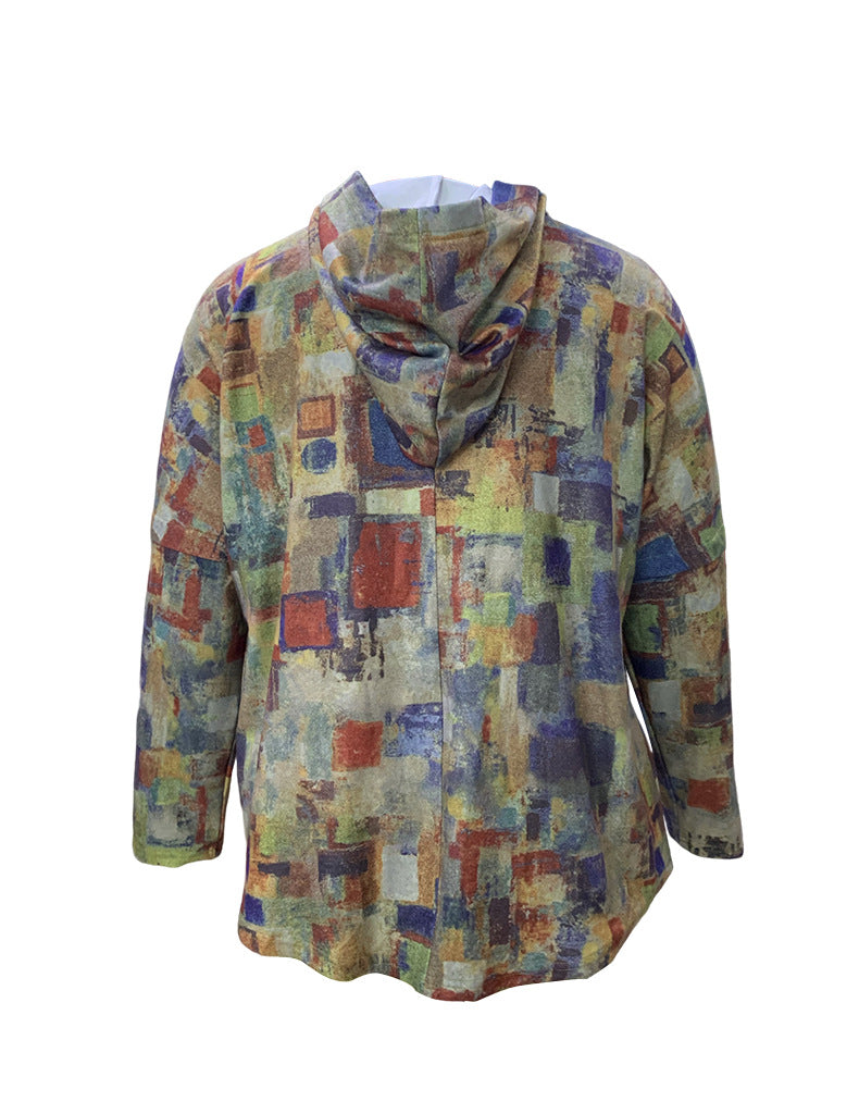 Women's Printed Fleece Hooded Sweatshirt