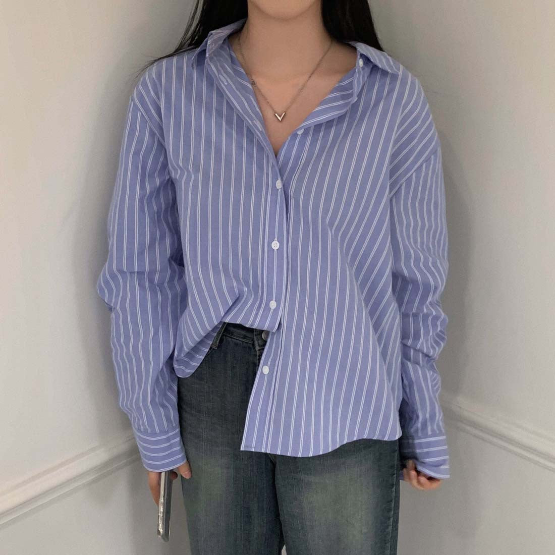 Chic Striped Long Sleeve Fashion Shirt for Women