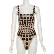 Women's Sling Backless High Waist Polka Dot Tight Jumpsuit