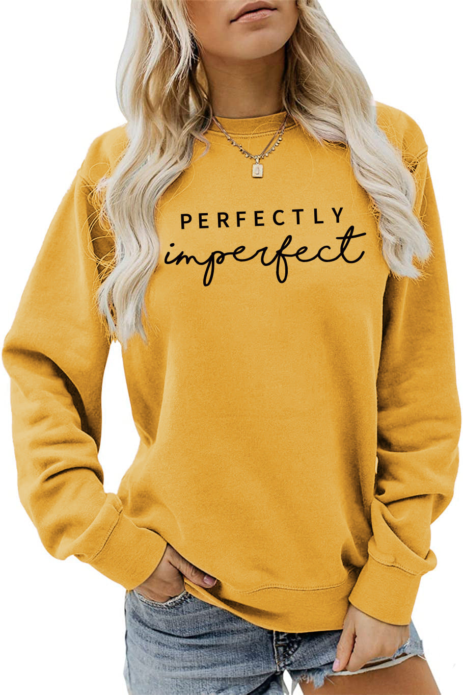 PERFECTLY Imperfect Women's Round Neck Long Sleeve Sweater