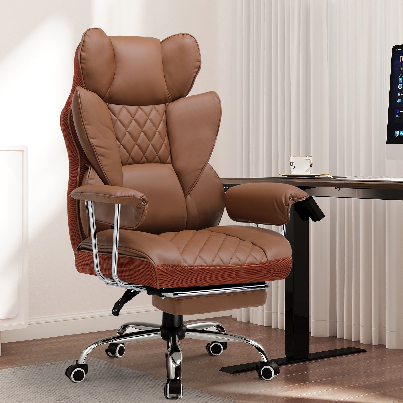 Wide Executive Office Chair with Lumbar Support and Adjustable Height