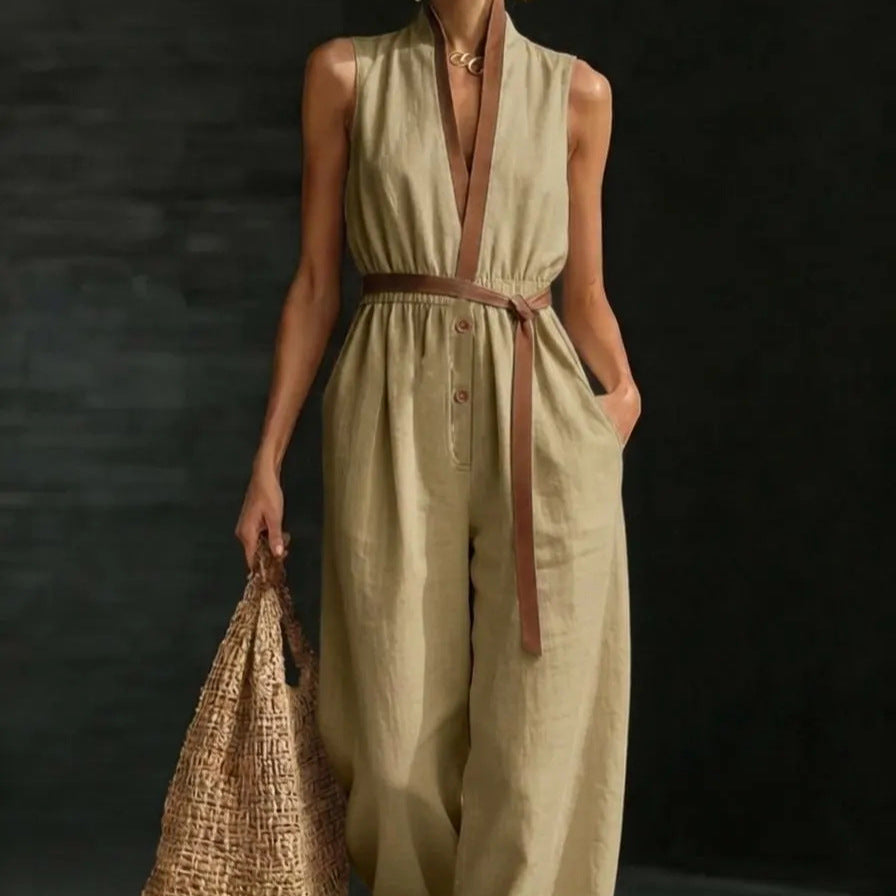 V-Neck Sleeveless Chic Women's Jumpsuit